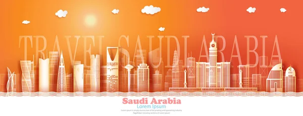 Broszura Biznesowa Nowoczesny Design Travel Arabia Saudyjska Nowoczesnym Budynkiem Wieżowcem — Wektor stockowy
