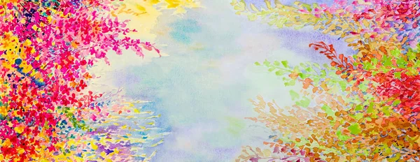 Abstrato Aquarela Paisagem Pintura Imaginação Colorido Flores Beleza Emoção Céu — Fotografia de Stock
