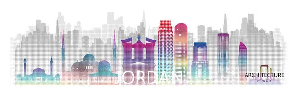 Nowoczesna Architektura Drapacze Chmur Jordanii Półtonem Kolorowym Azji Tour Amman — Wektor stockowy
