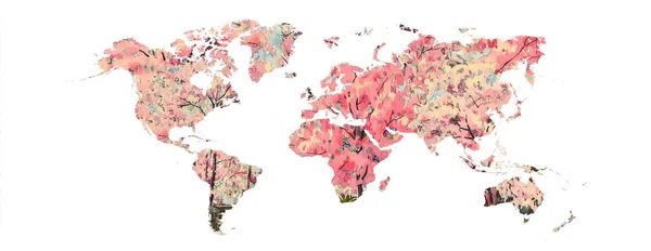 Mapa Del Mundo Estilo Flor Acuarela Abstracta Acuarela Papel Pintado — Foto de Stock