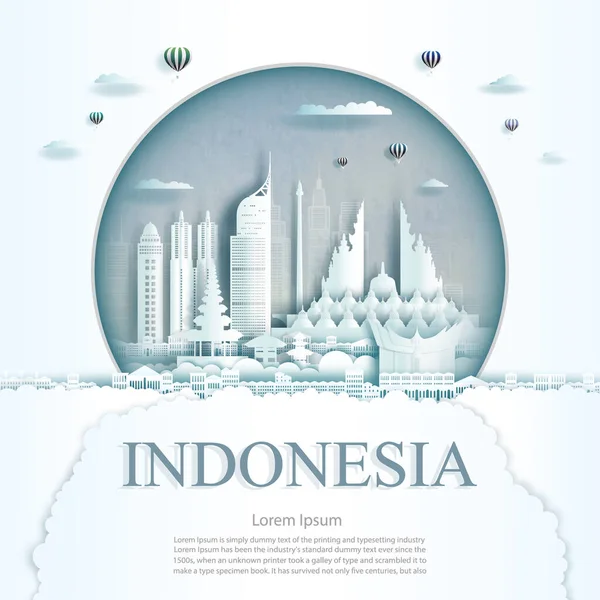 Viaggio Indonesia Monumento Nella Città Jakarta Edificio Moderno Cerchio Texture — Vettoriale Stock