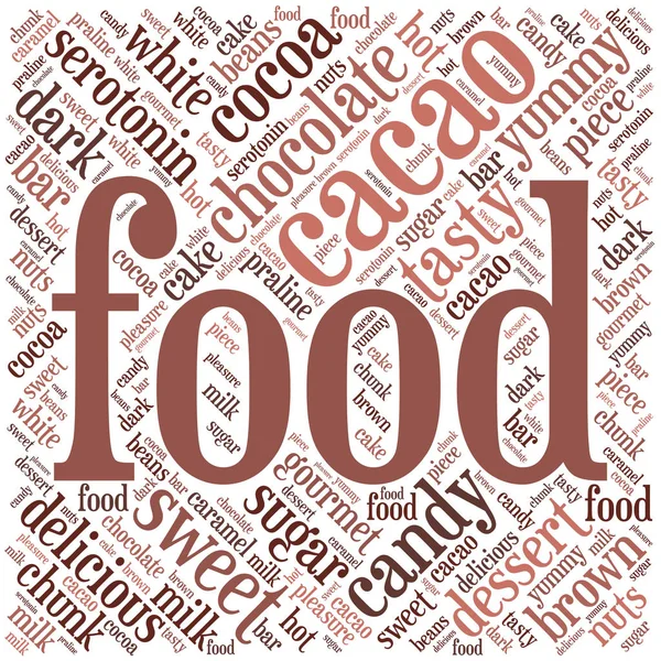 Food Word Cloud Inscribed Square Sweet Food — Stock Vector