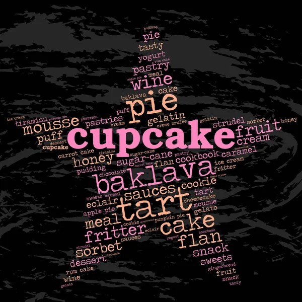 Cupcake Word Cloud Star Grunge Background Food Celebrities — Stock Vector