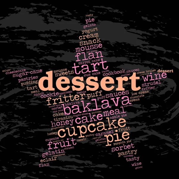 Dessert Word Cloud Star Grunge Background Food Celebrities — Stock Vector