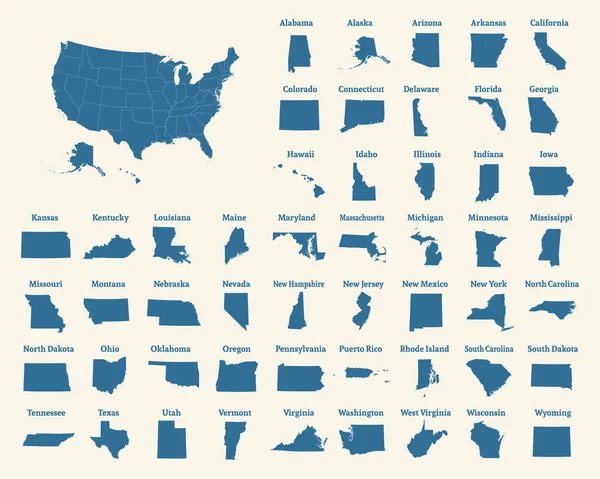 Mapa Esquemático Los Estados Unidos América Estados Unidos América Ilustración — Vector de stock