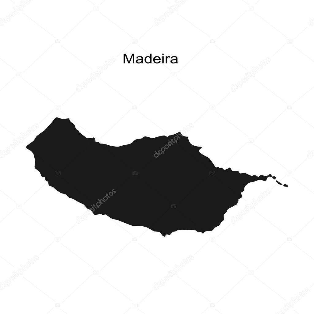 Outline map of the Portuguese island of Madeira. Vector illustration. 