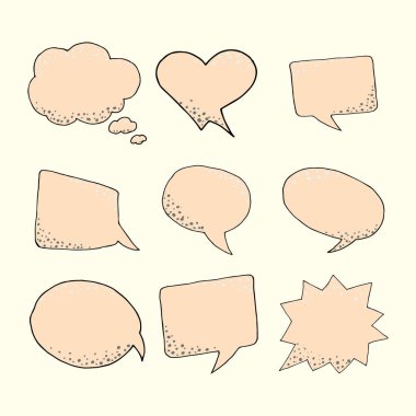 Düşünce çerçeve. Konuşma balonu. Rüya bulutu. Konuşma balonu. Alıntı kutusu. Vektör çizimi simge kümesi.  