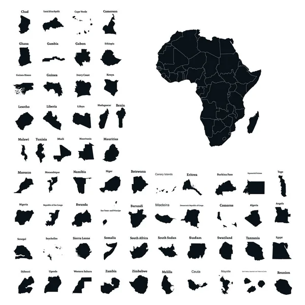 Afrika Kıtasının Afrika Nın Bütün Ülkeler Vektör Çizim — Stok Vektör