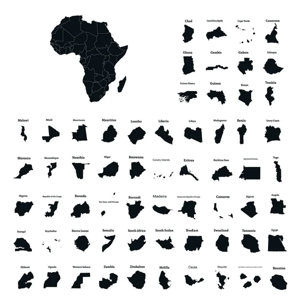 Afrikanska Kontinenten Och Alla Länder Afrika Vektorillustration — Stock vektor