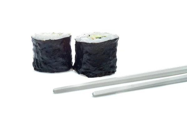 Sushi Rolls Cucumber Sticks Isolated White Background — Stock Photo, Image
