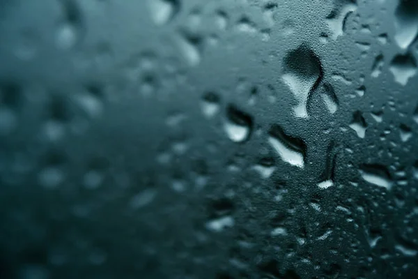 Texture Small Large Drops Glass Rain Blue Background — Stock Photo, Image