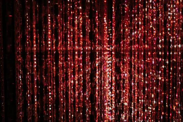 Magical Red Lights Bokeh Texture Party Celebration Garland Lights Shining — Stock Photo, Image