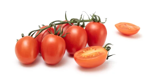 Bunch Ripe Fresh Roma Plum Tomato Isolated White Backround Solanum — Stock Photo, Image