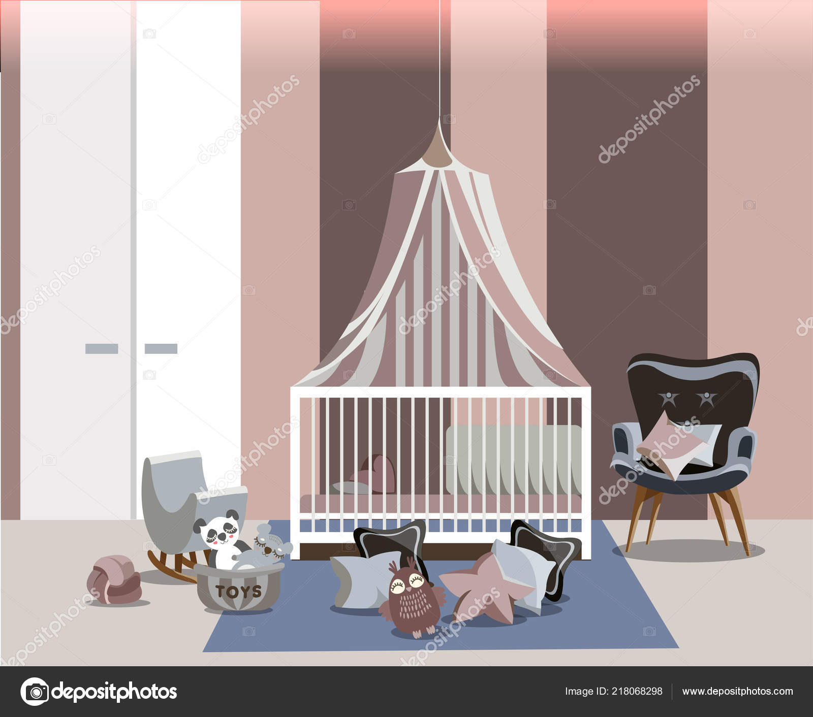 Baby Innenraum Fur Madchen Mit Weissen Mobeln Bett Mit