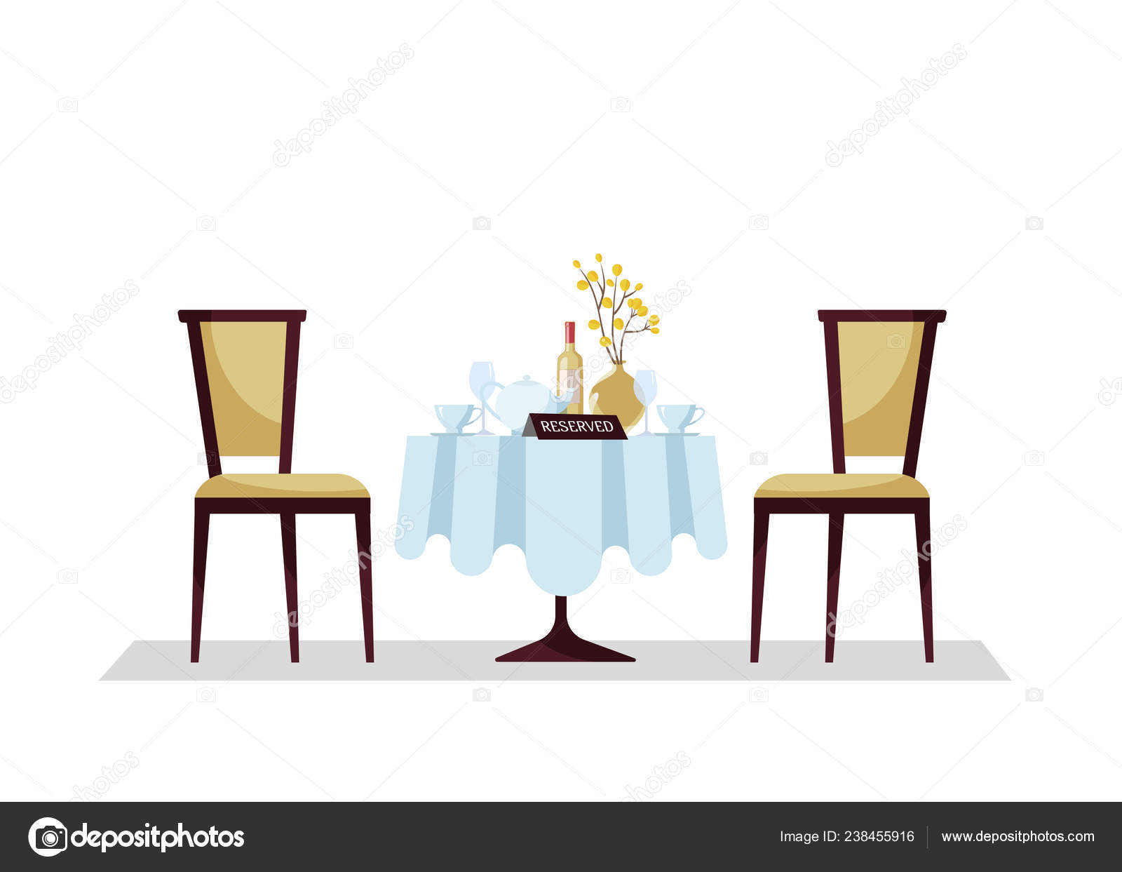 Reserved Expensive Restaurant Table Tablecloth Plant
