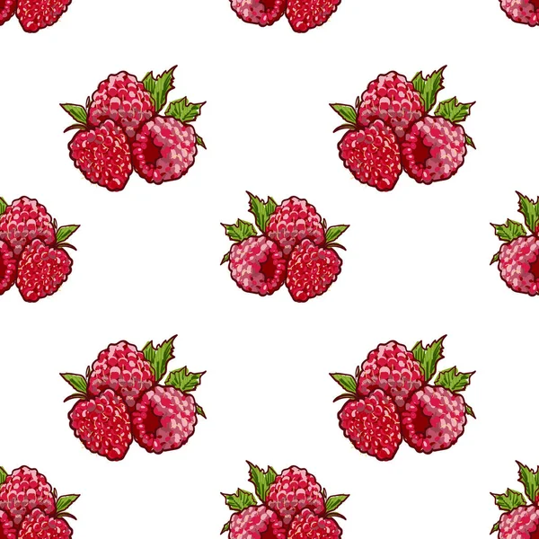 Marker Hand drawn isolated seamless pattern Raspberry on blue background banner. Sketched food background. Abstract colorful berry illustration. Design element for card, print, template, wallpaper