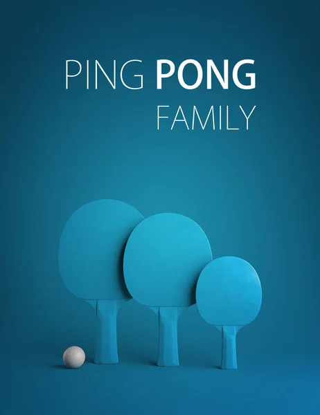 Ilustración Con Una Familia Jugando Tenis Mesa Ping Pong Tres —  Fotos de Stock
