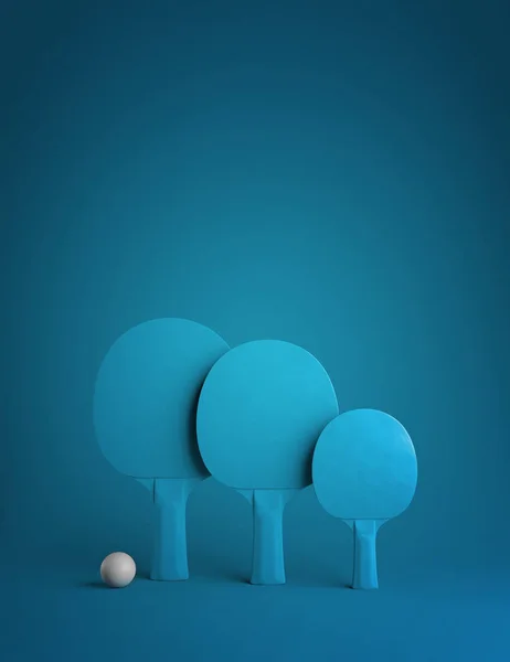 Ілюстрація Сімейним Тенісом Або Пінг Понг Три Синіх Стійки Синьому — стокове фото