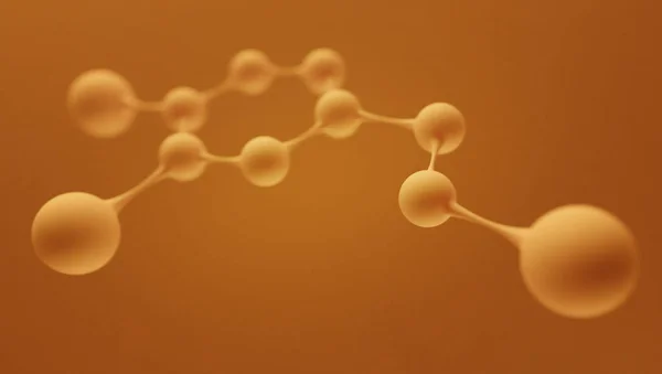 Ilustrație Modelul Moleculei Dopamină Hormonul Fericirii Monocrom Portocaliu Roșu Desemn — Fotografie, imagine de stoc