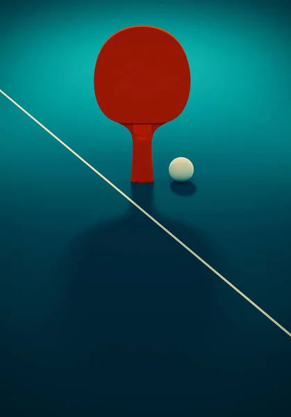 Κόκκινο Ρακέτα Του Πινγκ Πονγκ Ping Pong Και Μπάλα Ένα — Φωτογραφία Αρχείου