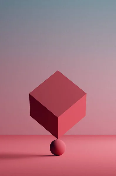 Illustration Fine Image Balanced Cube Ball Abstract Cuncept Balance — Stock Photo, Image