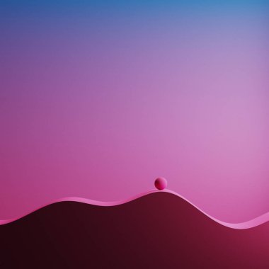 Soyut geometri kompozisyon. Akış arka plan. Dalga ve küre 3d çizim. Mavi ve pembe. Poster, kapak, marka, afiş, tasarlamak için modern tasarım. Neon renkler.