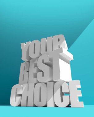 3D çizim. En iyi seçim sözlerin renk arka plan üzerinde. Modern epik poster tasarımı.