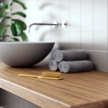 Kozmetik ürünler banyo içi arka planlarını gösteriyor. 3d illüstrasyon