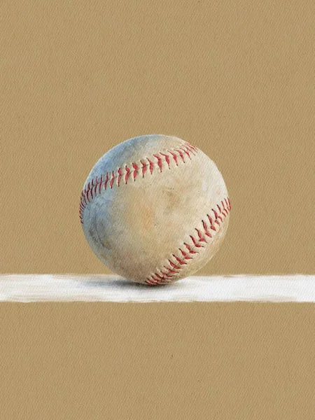 Minimalistisk teckning av en tennisboll på en linje på planen. Platt affischdesign. — Stockfoto