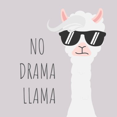 Cute Llama design with no drama motivational quote. clipart