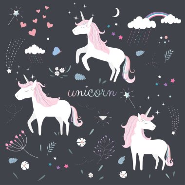 Örüntüsünde sevimli sihirli Unicorn.