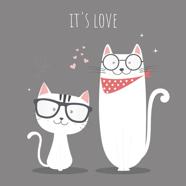 Χαριτωμένα Γάτες Στην Αγάπη — Διανυσματικό Αρχείο