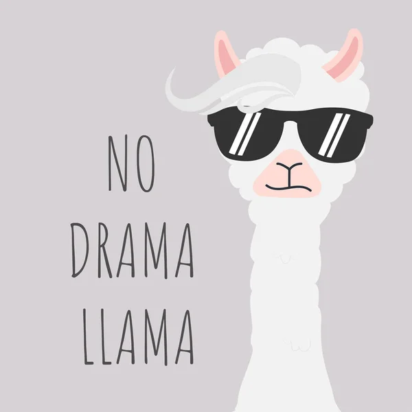 Roztomilý Lama Design Žádné Drama Motivačního — Stockový vektor