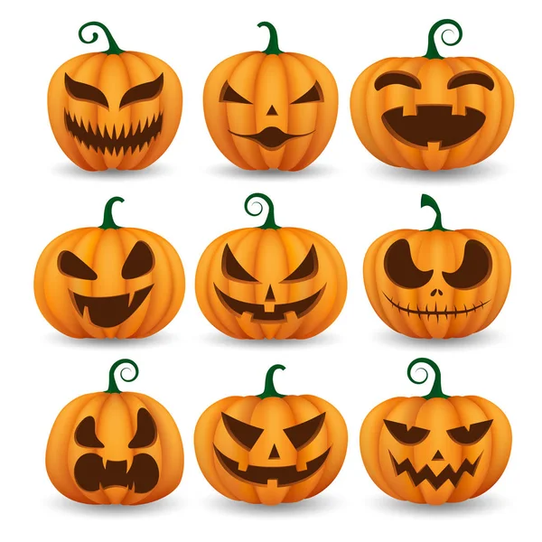 Halloween pumpkins, komik suratlar kümesi.