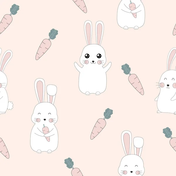 Бесшовный Рисунок Cute Rabbit Carrot Design — стоковый вектор