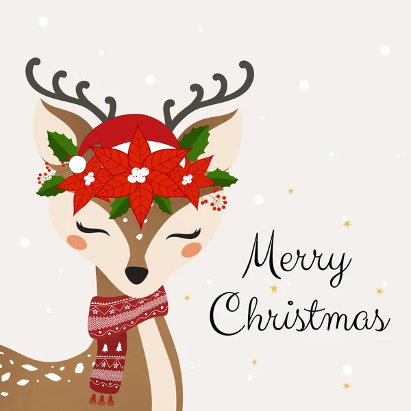 Metinle Merry Christmas sevimli geyik.