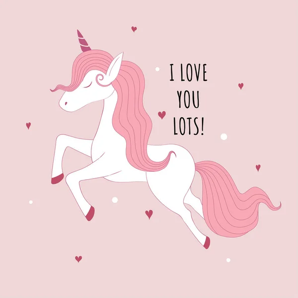 Carte Saint Valentin Avec Une Jolie Licorne — Image vectorielle