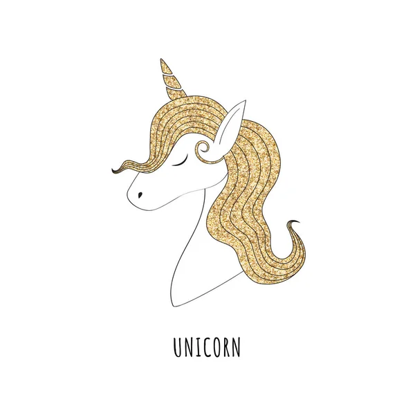 Mignonne Licorne Aux Cheveux Pailletés Corne — Image vectorielle