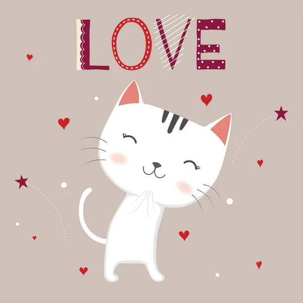 Bonito Gatos Amor — Vetor de Stock