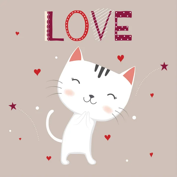 Cute Cats Love — Stock Vector