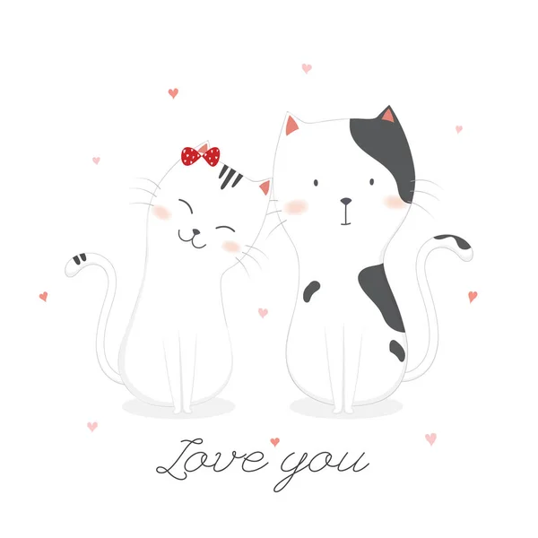 Bonito Gatos Amor — Vetor de Stock