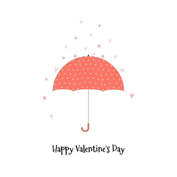 mutlu Sevgililer günü tebrik kartı tasarım şemsiye ve kalpleri ile. Aşk yağmur.