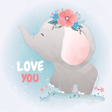 Sevimli bir bebek fil vektör Illustration