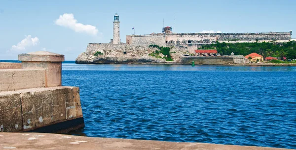 Vista Malecon Castelos Colina Baía Havana Dia Ensolarado Cuba — Fotografia de Stock