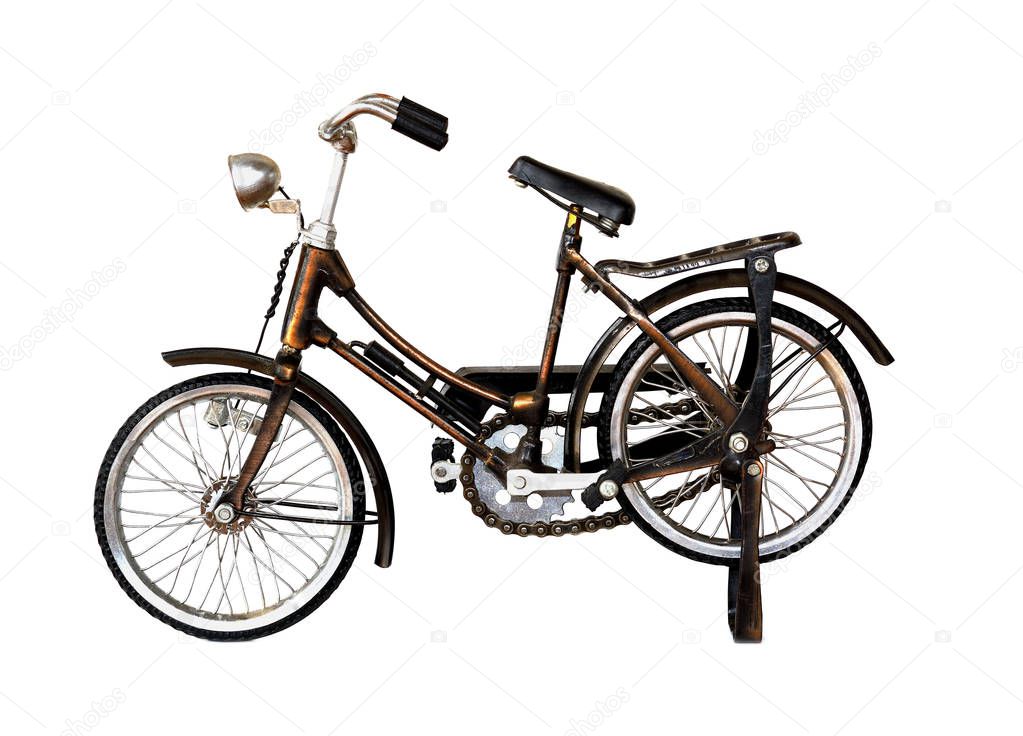 antique bicycle on white background.