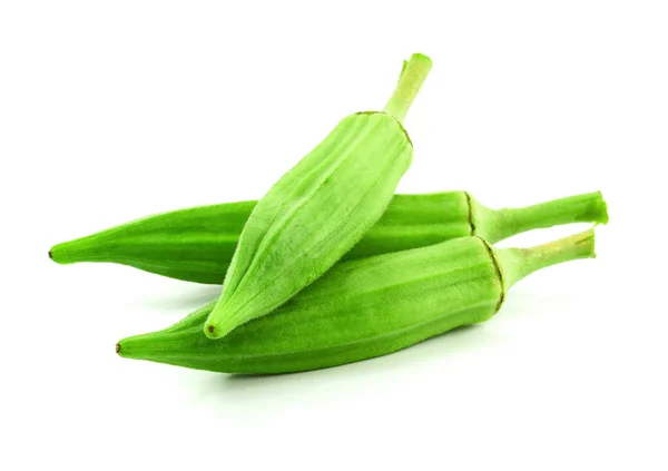 Okra Joven Fresca Aislada Sobre Fondo Blanco — Foto de Stock