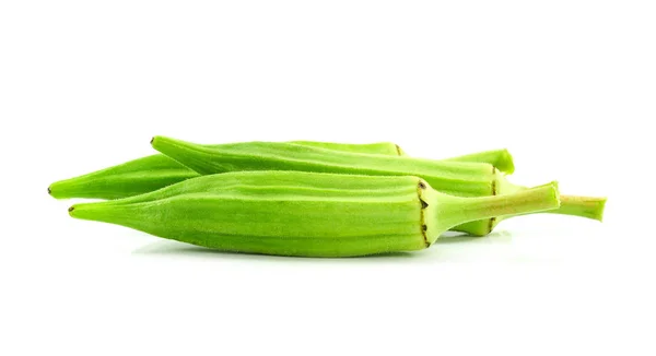 Jeune Okra Frais Isolé Sur Fond Blanc — Photo