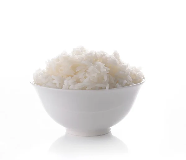 Bowl Full Rice White Background — Stock Photo, Image