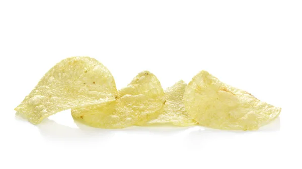 Kartoffelchips Auf Weißem Hintergrund — Stockfoto