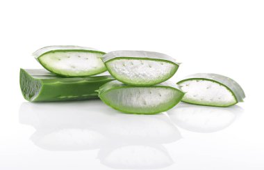 Aloe vera taze yaprak. beyaz üzerinde izole